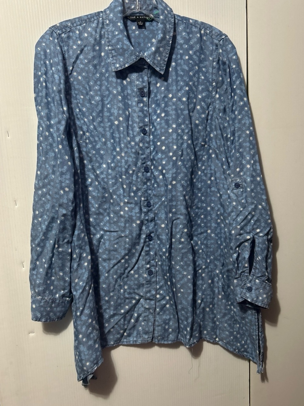 Zac & Rachel Blue Polka Dot Button-Up Blouse